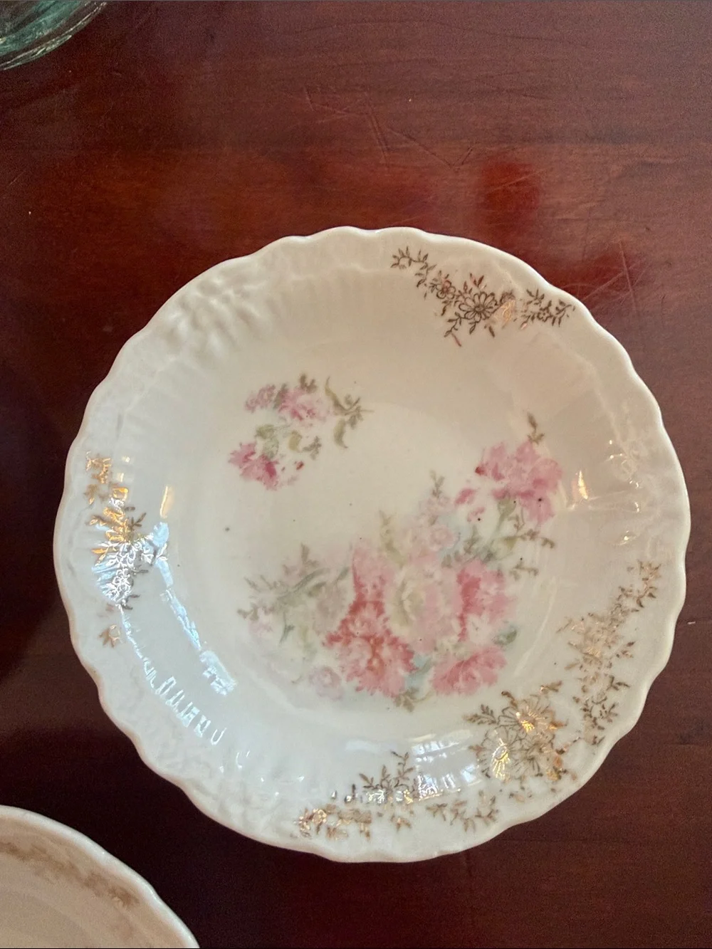 Haviland Limoges Porcelain Dessert Bowls, Pink Roses Collectible. Set of 3
